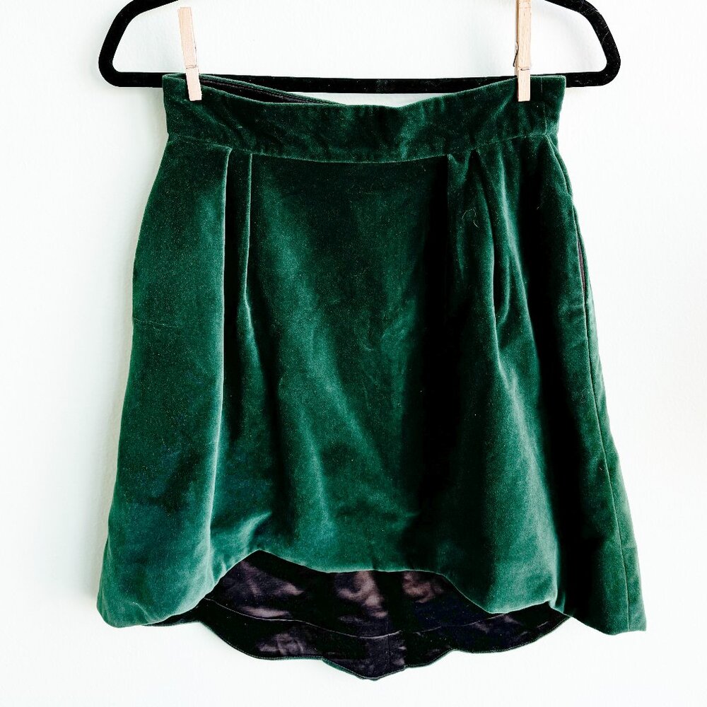 Chemline Green Velvet Skirt